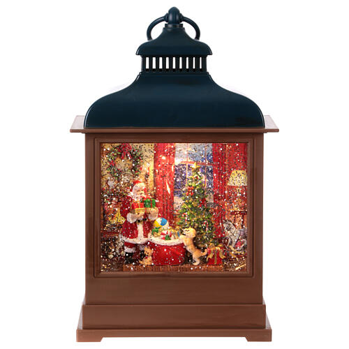 Snow globe: lantern with Santa Claus and a dog, 12x6x4 in 1
