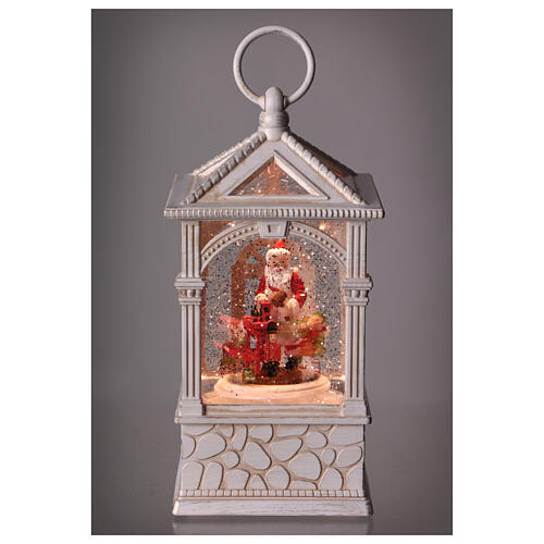 Snow globe: lantern with Santa Claus and elves, 10x4x4 in 2
