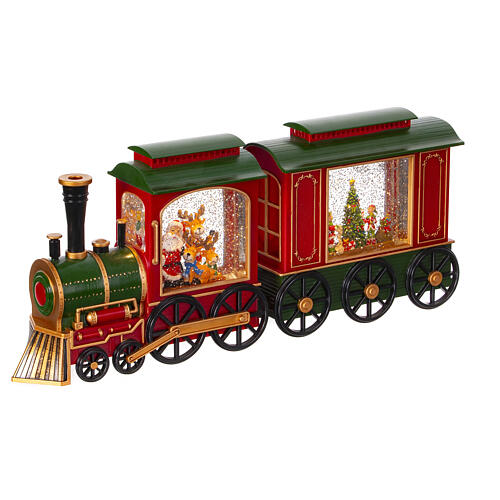 Christmas snow ball in a miniature train with lights, 8x20x4 in 3