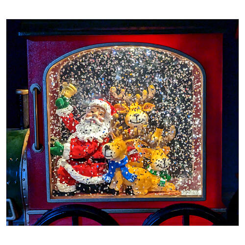 Christmas snow ball in a miniature train with lights, 8x20x4 in 4