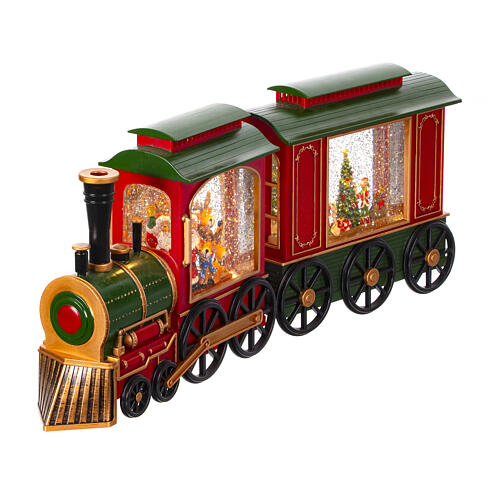 Christmas snow ball in a miniature train with lights, 8x20x4 in 7