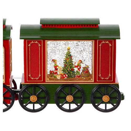 Christmas snow ball in a miniature train with lights, 8x20x4 in 9