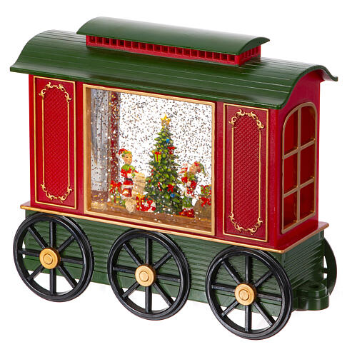 Christmas snow ball in a miniature train with lights, 8x20x4 in 11