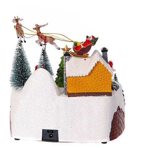 Winterszene, Zug und fliegender Weihnachtsmann, 20x20x20 cm 5