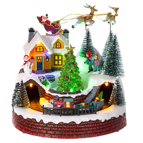 Villaggio Natalizio Con Treno E Luci LED - 27x27x26 Cm - Decorazione Da Interno