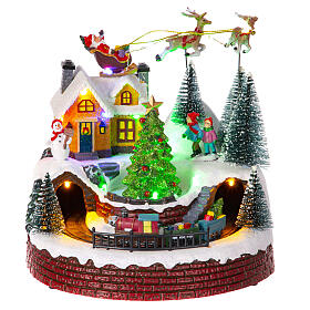 Christmas village set with moving train 20x20x20 cm