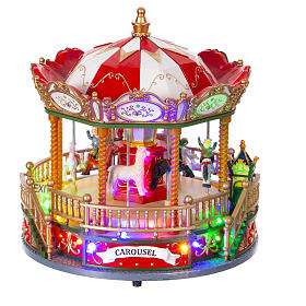 Carousel with animals with movement and music 25x25x5 cm