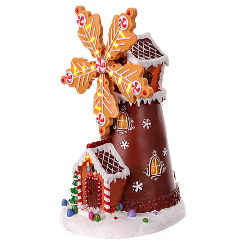 Animated gingerbread mill 35x20x20 cm 3