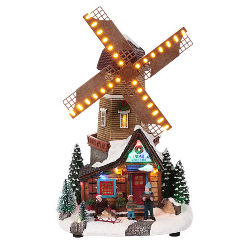 Animated windmill with lights, 14x8x6 in 1