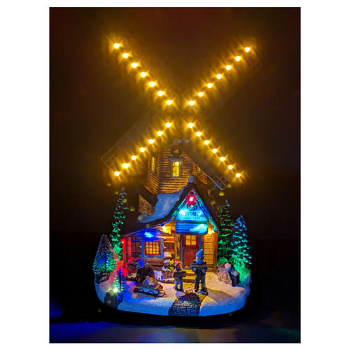 Animated windmill with lights, 14x8x6 in 2