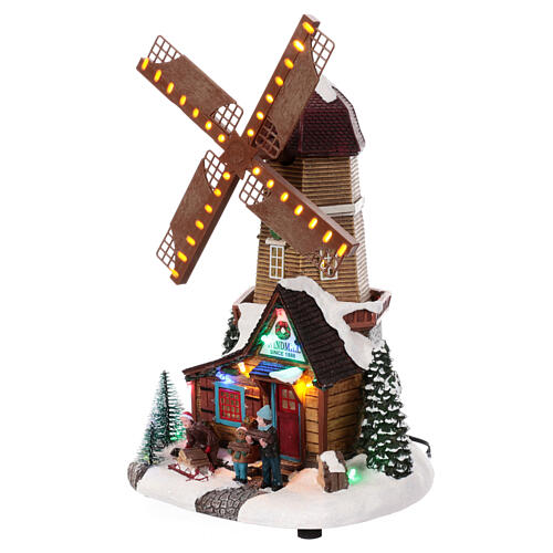 Animated windmill with lights, 14x8x6 in 3