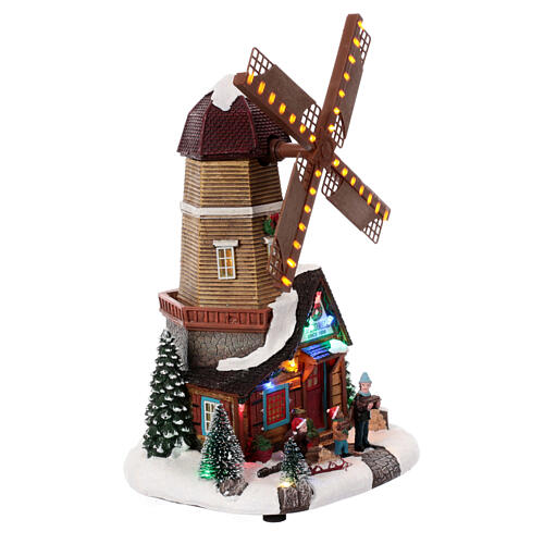 Animated windmill with lights, 14x8x6 in 5