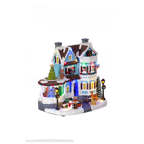 Christmas village set: Victorian house with Christmas tree, 10.5x8x11.5 in 6