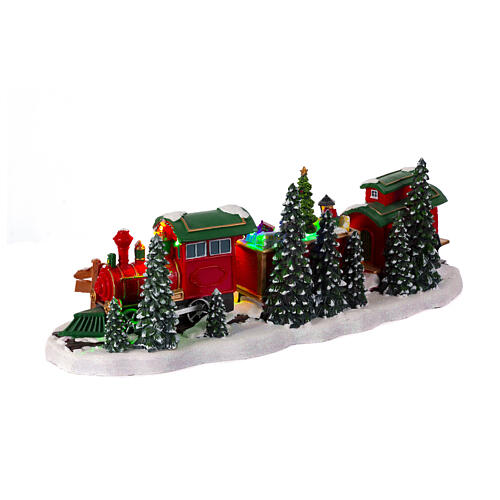 Christmas train with tree in motion 6x20x8 in 8