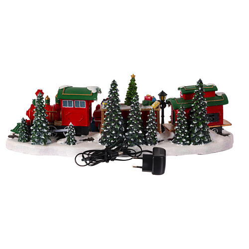 Tren navideño con árbol en movimiento 15x50x20 cm 10