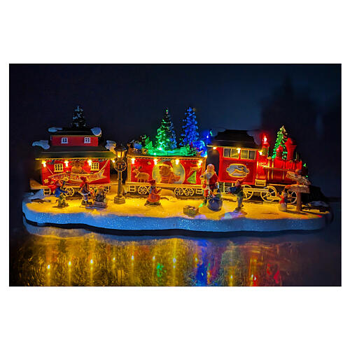 Pociąg bożonarodzeniowy z obracającą się choinką, 15x50x20 cm 2