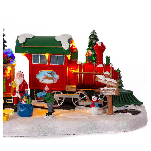 Pociąg bożonarodzeniowy z obracającą się choinką, 15x50x20 cm 3