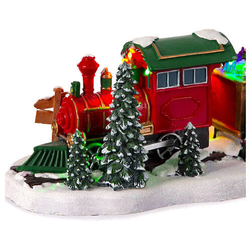 Pociąg bożonarodzeniowy z obracającą się choinką, 15x50x20 cm 9