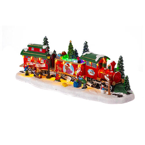 Comboio natalino com árvore em movimento 15x50x20 cm 4