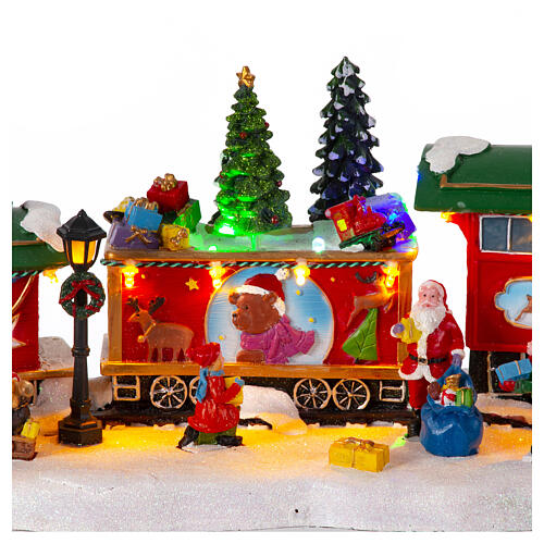 Comboio natalino com árvore em movimento 15x50x20 cm 5