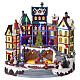 Snowy Christmas village with animated tree, 12x12x8 in s1