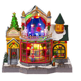 Winterszene, Spielzeugladen mit großem Schaufenster, 30x20x30 cm