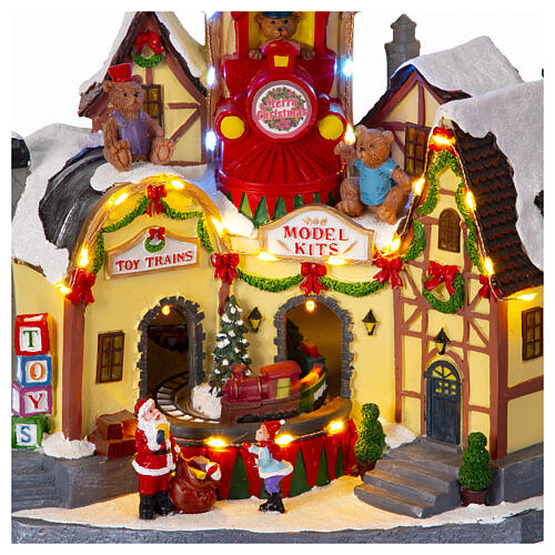 Christmas village set: toyshop with train, 10x8x12 in 3