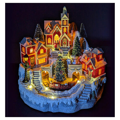 Wioska Bożonarodzeniowa z ruchomym pociągiem, 25x210x200 cm 2