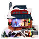 Weihnachtsdorf mit Verkaufsständen, beweglichen Zug und Fluss, 25x40x25 cm s6