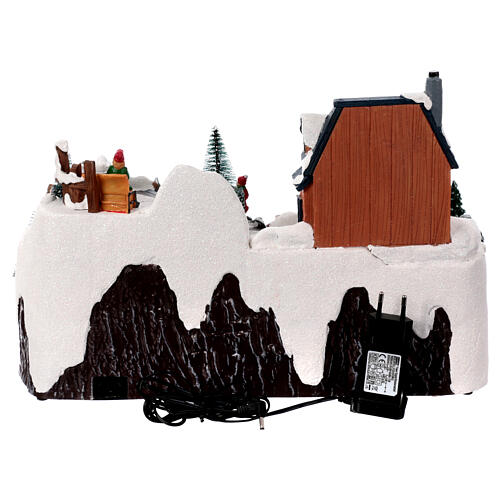 Animated Christmas village with coffee shop 25x40x25cm 7