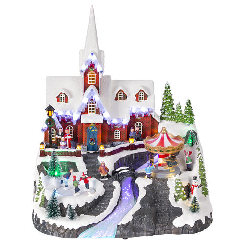 Christmas village set with waterfall 15x12x13 in 1