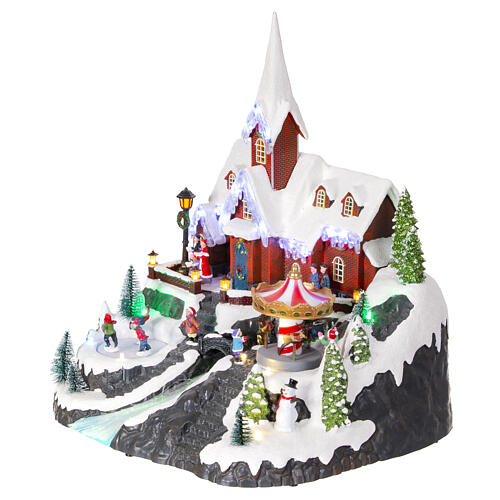 Christmas village set with waterfall 15x12x13 in 3