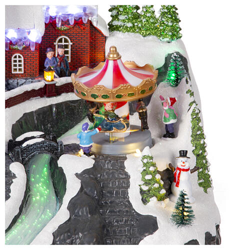 Christmas village set with waterfall 15x12x13 in 4