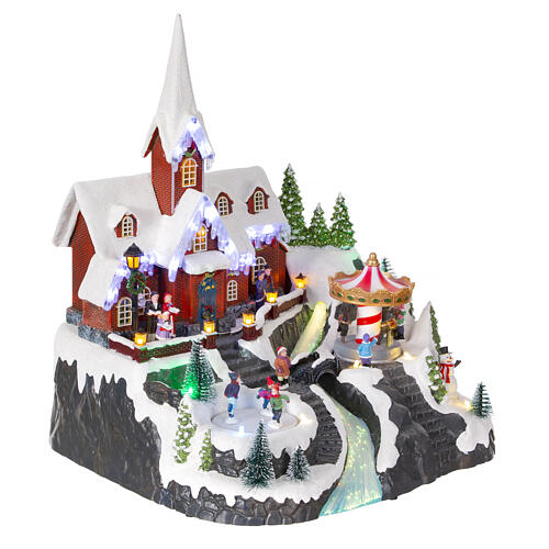 Christmas village set with waterfall 15x12x13 in 5