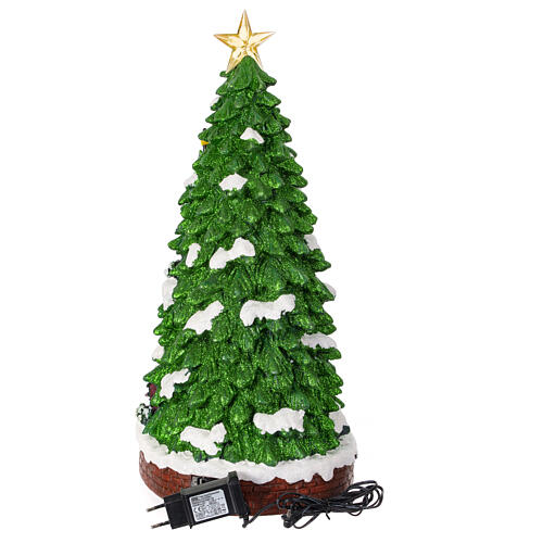 Winterszene, belebter Weihnachtsbaum mit beweglichen Elementen, 50x25x25 cm 7