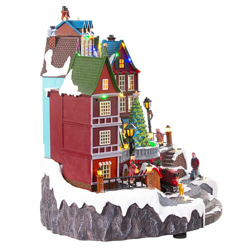 Wioska Bożonarodzeniowa z choinką i pociągiem na środku, 35x300x200 cm 4