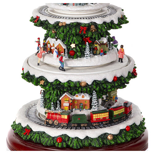 Christmas village set: Christmas tree with train in motion and Santa's sleigh, 20x10x10 in 5