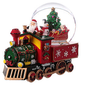 Snow globe with music, Santa Claus' train, 7x8x5 in