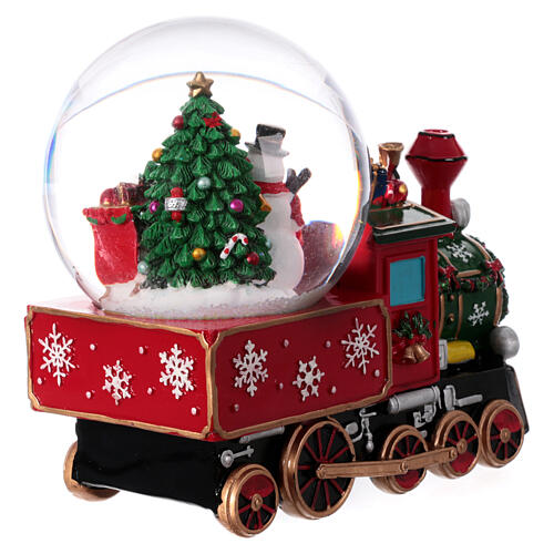 Esfera de vidrio tren Papá Noel con música 20x20x15 5