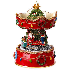Spieluhr, Weihnachtsmann auf Zug, 15x10x10 cm