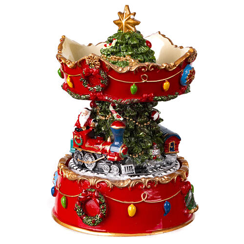 Christmas music box with Santa on a train, 6x4x4 in 3