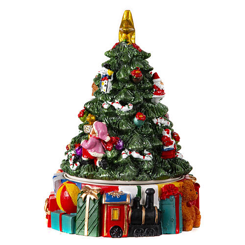 Spieluhr, Weihnachtsbaum mit Kindern, 15x10x10 cm 2