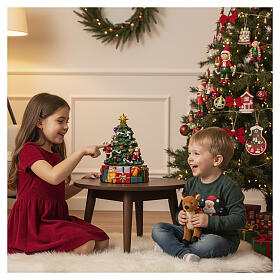 Boîte à musique sapin de Noël avec cadeaux 15x10x10 cm