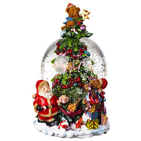 Schneekugel und Spieluhr, Weihnachtsbaum, 20x10x10 cm
