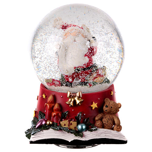 Schneekugel und Spieluhr, Weihnachtsmann und Geschenke, dekorierte Basis, 15x10x10 cm 2