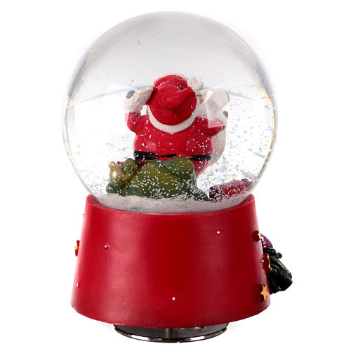 Snow globe with Santa Claus and decorated base, 6x4 in 6