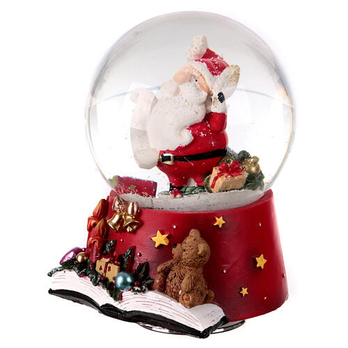Sfera palla di neve babbo Natale base decorata 15x10 cm 4