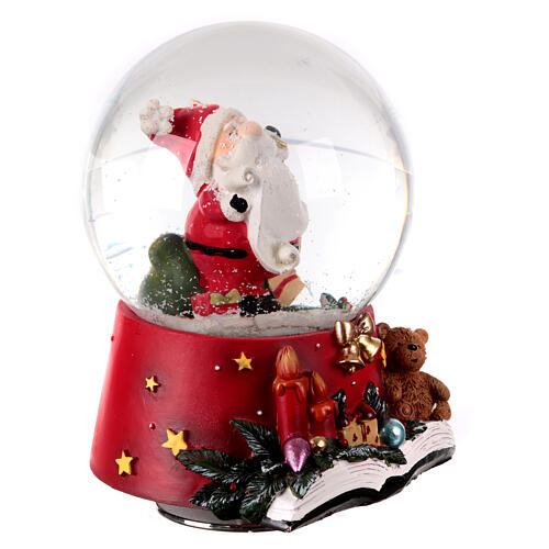 Sfera palla di neve babbo Natale base decorata 15x10 cm 5