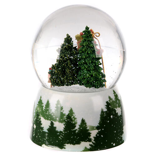 Sfera di vetro Babbo Natale con alberi 15x10x10 cm 5