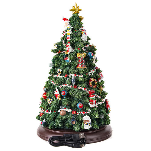 Sapin de Noël 35x20x20 cm pivotant lumières LED et musique 6